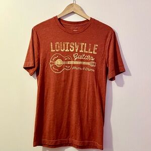 Sonoma Rust Red Louisville Guitars Graphic Tee - Yellow Print